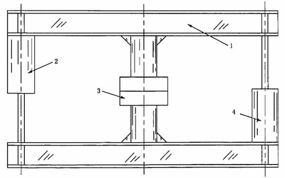 图 5 带两个活塞式液压缸的典型弯曲试验装置示意图